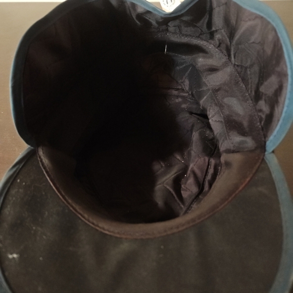 Vintage Large 7 3/8" Quilted Ski Hat Blue Neck Ear Flaps Brim Cap USA - Picture 7 of 11